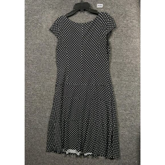 Joseph Ribkoff A-Line Dress Womens Size 6 Black Polka Dot Short Sleeve - Picture 2 of 5